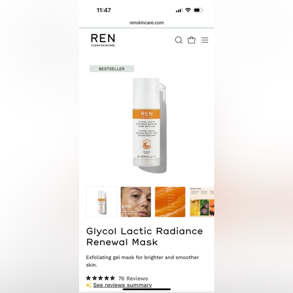 REN Clean Skincare Glycol Lactic Radiance Renewal Mask with AHA - Picture 2 of 2